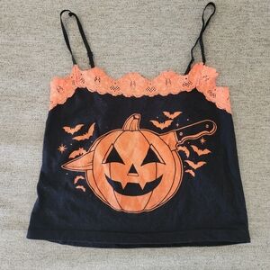 Halloween Pumpkin Lace Cami Top